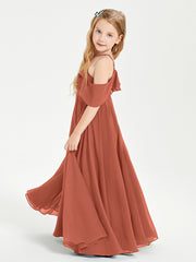 Off the Shoulder Long Junior Bridesmaid Dresses Rust