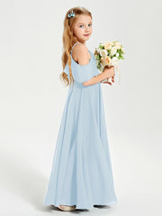 Off the Shoulder Long Junior Bridesmaid Dresses Sky Blue