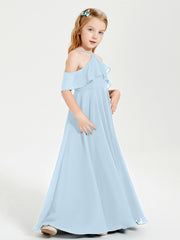 Off the Shoulder Long Junior Bridesmaid Dresses Sky Blue
