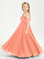 Off the Shoulder Long Junior Bridesmaid Dresses Sunset