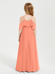 Off the Shoulder Long Junior Bridesmaid Dresses Sunset