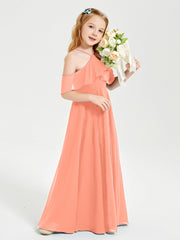 Off the Shoulder Long Junior Bridesmaid Dresses Sunset