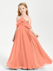 Off the Shoulder Long Junior Bridesmaid Dresses Sunset