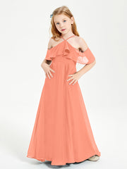 Off the Shoulder Long Junior Bridesmaid Dresses Sunset