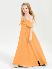 Off the Shoulder Long Junior Bridesmaid Dresses Tangerine