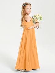 Off the Shoulder Long Junior Bridesmaid Dresses Tangerine