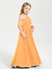 Off the Shoulder Long Junior Bridesmaid Dresses Tangerine