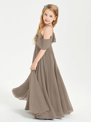 Off the Shoulder Long Junior Bridesmaid Dresses Taupe