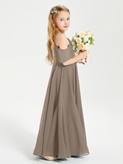 Off the Shoulder Long Junior Bridesmaid Dresses Taupe