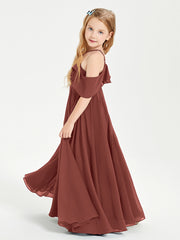 Off the Shoulder Long Junior Bridesmaid Dresses Terracotta