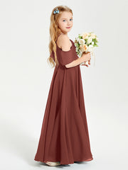 Off the Shoulder Long Junior Bridesmaid Dresses Terracotta