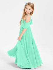 Off the Shoulder Long Junior Bridesmaid Dresses Turquoise