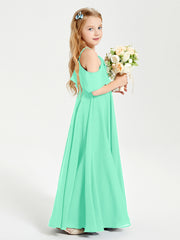 Off the Shoulder Long Junior Bridesmaid Dresses Turquoise