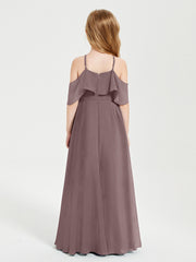 Off the Shoulder Long Junior Bridesmaid Dresses Vintage Mauve