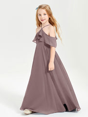 Off the Shoulder Long Junior Bridesmaid Dresses Vintage Mauve