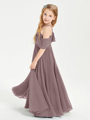 Off the Shoulder Long Junior Bridesmaid Dresses Vintage Mauve