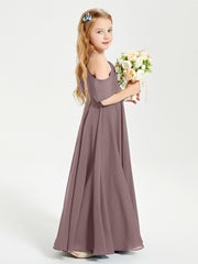 Off the Shoulder Long Junior Bridesmaid Dresses Vintage Mauve