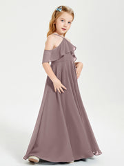Off the Shoulder Long Junior Bridesmaid Dresses Vintage Mauve