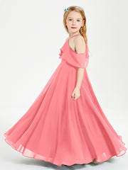 Off the Shoulder Long Junior Bridesmaid Dresses Watermelon