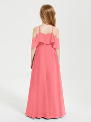 Off the Shoulder Long Junior Bridesmaid Dresses Watermelon