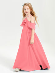 Off the Shoulder Long Junior Bridesmaid Dresses Watermelon