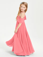 Off the Shoulder Long Junior Bridesmaid Dresses Watermelon
