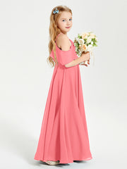 Off the Shoulder Long Junior Bridesmaid Dresses Watermelon