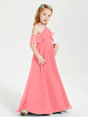 Off the Shoulder Long Junior Bridesmaid Dresses Watermelon