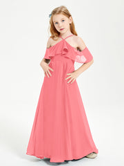 Off the Shoulder Long Junior Bridesmaid Dresses Watermelon