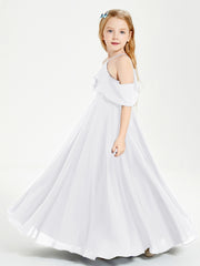 Off the Shoulder Long Junior Bridesmaid Dresses White