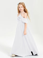 Off the Shoulder Long Junior Bridesmaid Dresses White