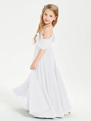 Off the Shoulder Long Junior Bridesmaid Dresses White