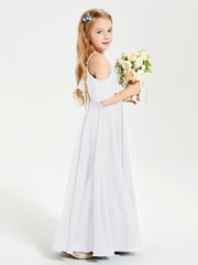 Off the Shoulder Long Junior Bridesmaid Dresses White