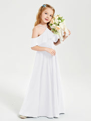 Off the Shoulder Long Junior Bridesmaid Dresses White