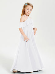 Off the Shoulder Long Junior Bridesmaid Dresses White