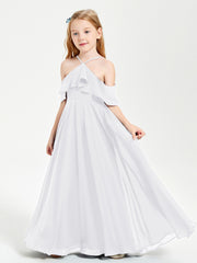 Off the Shoulder Long Junior Bridesmaid Dresses White