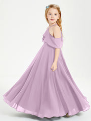 Off the Shoulder Long Junior Bridesmaid Dresses Wisteria
