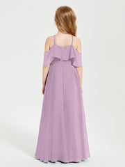 Off the Shoulder Long Junior Bridesmaid Dresses Wisteria