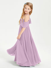 Off the Shoulder Long Junior Bridesmaid Dresses Wisteria