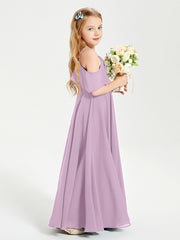 Off the Shoulder Long Junior Bridesmaid Dresses Wisteria