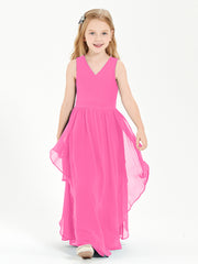 Boho Sleeveless Chiffon Junior Bridesmaid Dresses V-neck Azalea