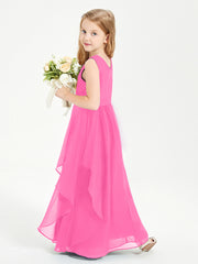 Boho Sleeveless Chiffon Junior Bridesmaid Dresses V-neck Azalea