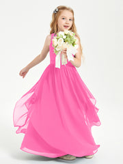 Boho Sleeveless Chiffon Junior Bridesmaid Dresses V-neck Azalea