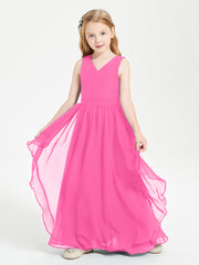 Boho Sleeveless Chiffon Junior Bridesmaid Dresses V-neck Azalea