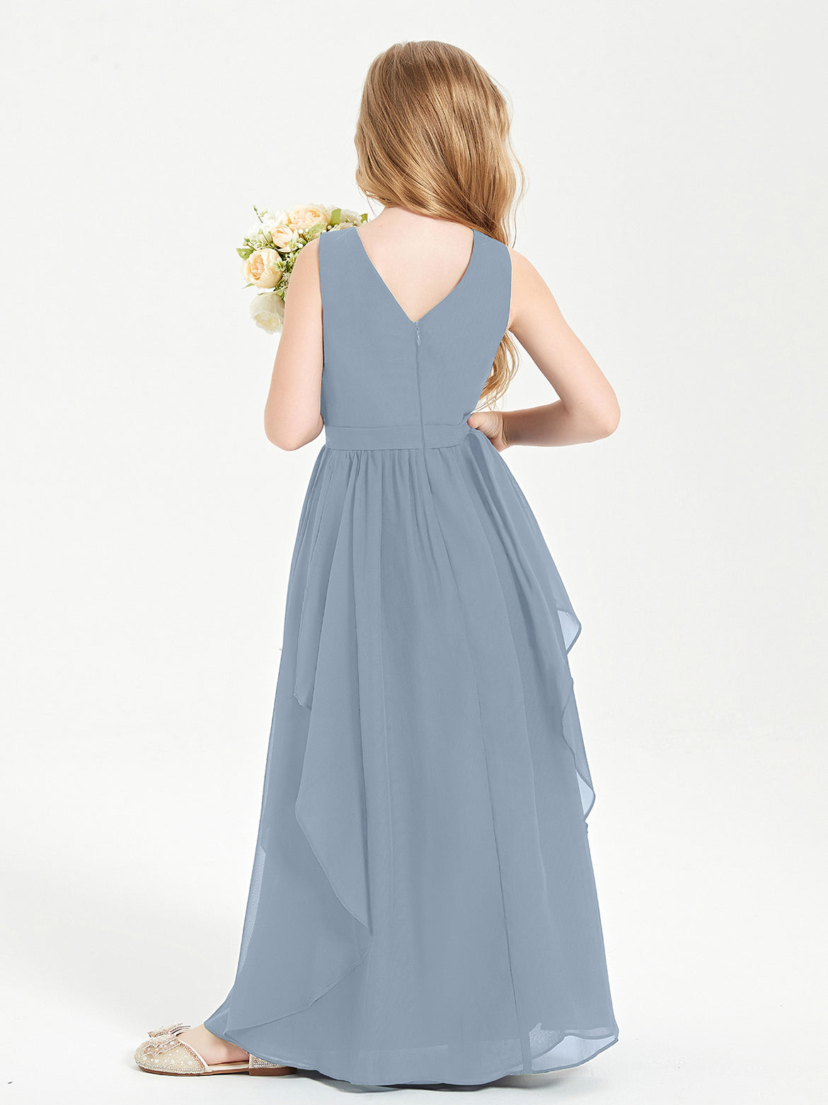 Dusty Blue Junior Bridesmaid Dresses  BABARONI