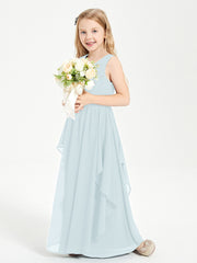 Boho Sleeveless Chiffon Junior Bridesmaid Dresses V-neck Mist