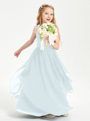 Boho Sleeveless Chiffon Junior Bridesmaid Dresses V-neck Mist
