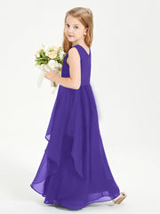 Boho Sleeveless Chiffon Junior Bridesmaid Dresses V-neck Regency