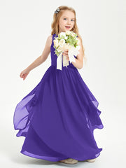 Boho Sleeveless Chiffon Junior Bridesmaid Dresses V-neck Regency