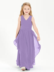 Boho Sleeveless Chiffon Junior Bridesmaid Dresses V-neck Tahiti